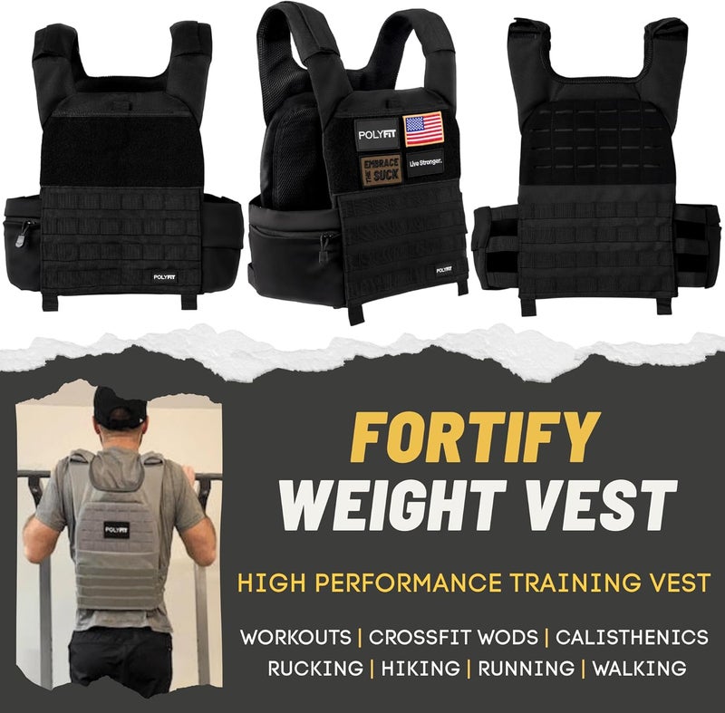 Polyfit (Fortify) Weighted Vest for Strength and Endurance Training, Rucking, Fitness Workouts, Running, WODs - Image 2